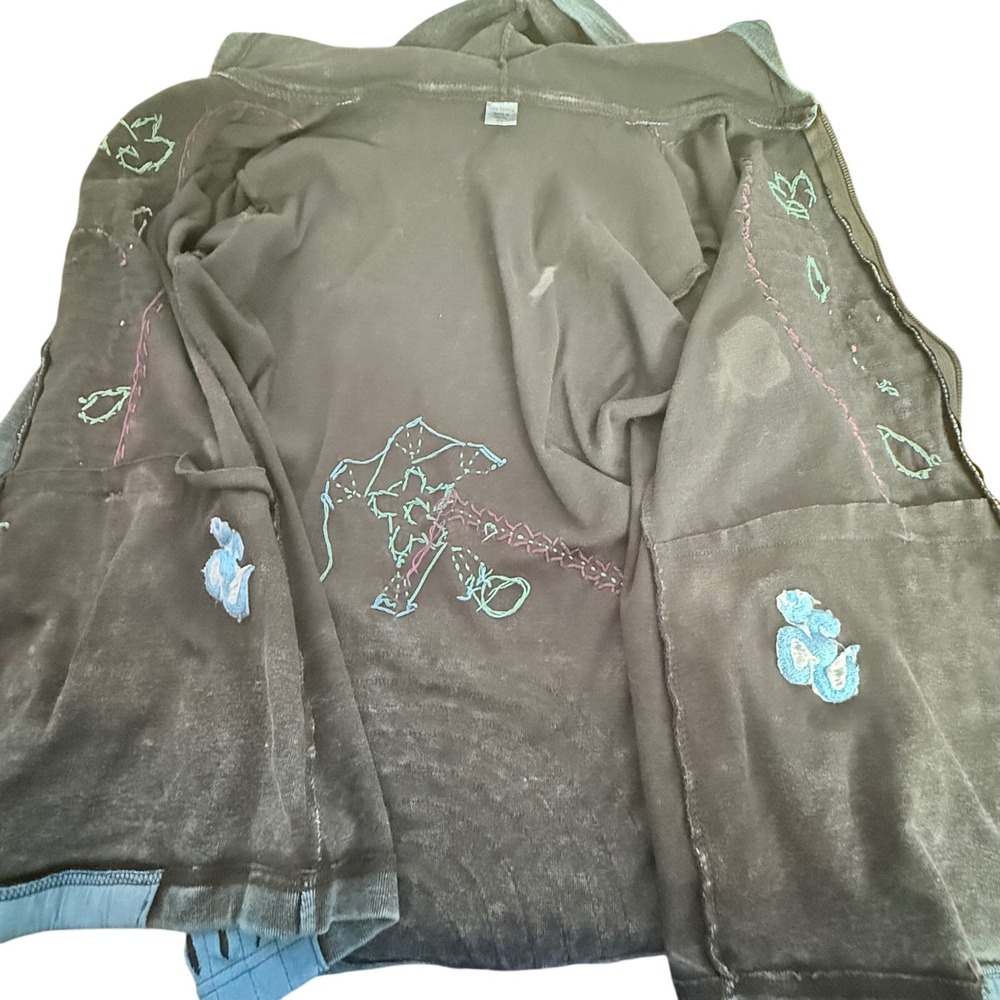 Stonewashed Pixie Core Patchwork Hoodie Jacket Bl… - image 4